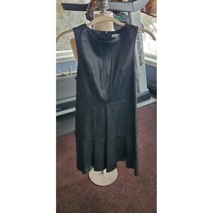 She & Sky Vegan Faux Black Leather Fit And Flare Dress Size Small NEW